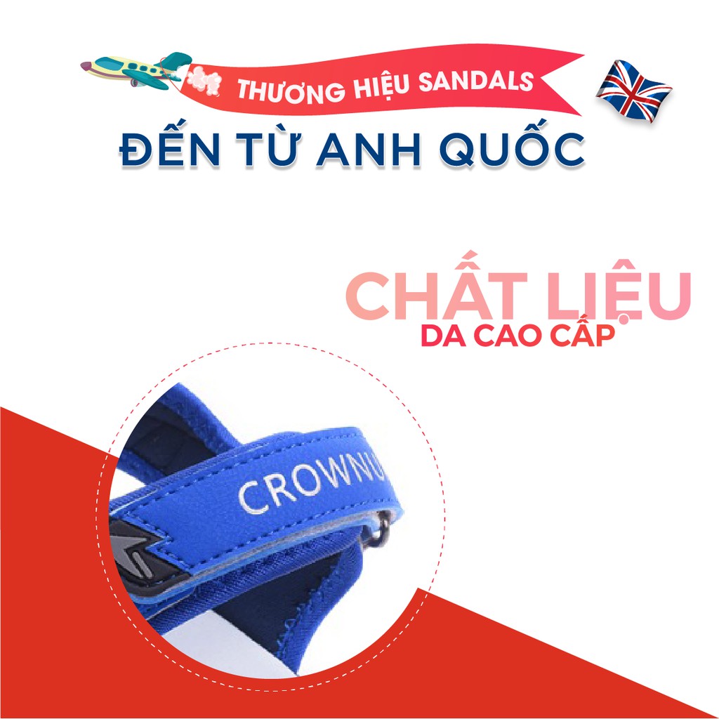 Dép Quai Hậu Bé Trai Crown UK Sandals Cao Cấp CRUK524 Nhẹ Êm Size 26-35/2-14 Tuổi