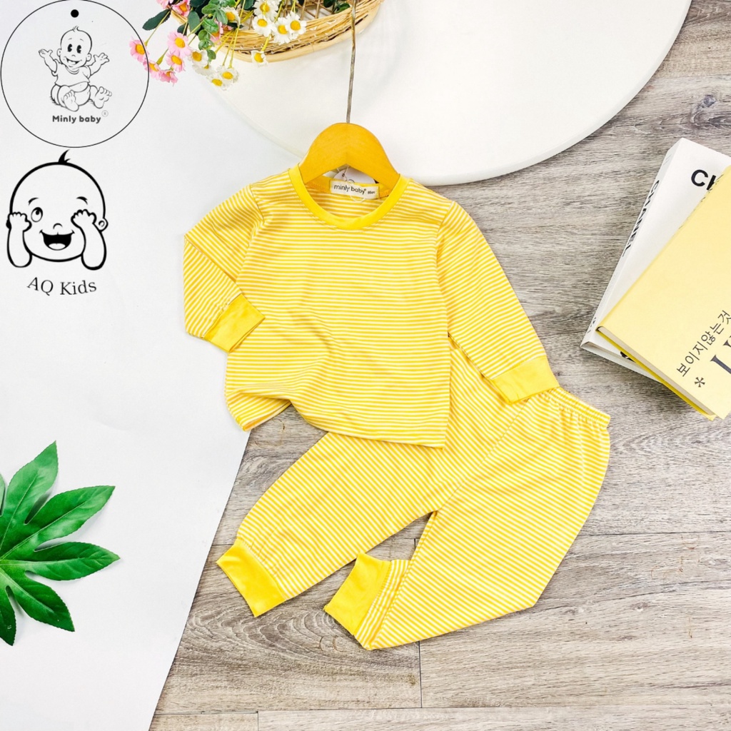 [BÉ 7-28kg] Bộ dài tay bé trai bé gái Minlybaby họa tiết sọc dệt hàng chính hãng -Unibaby store-BDSML
