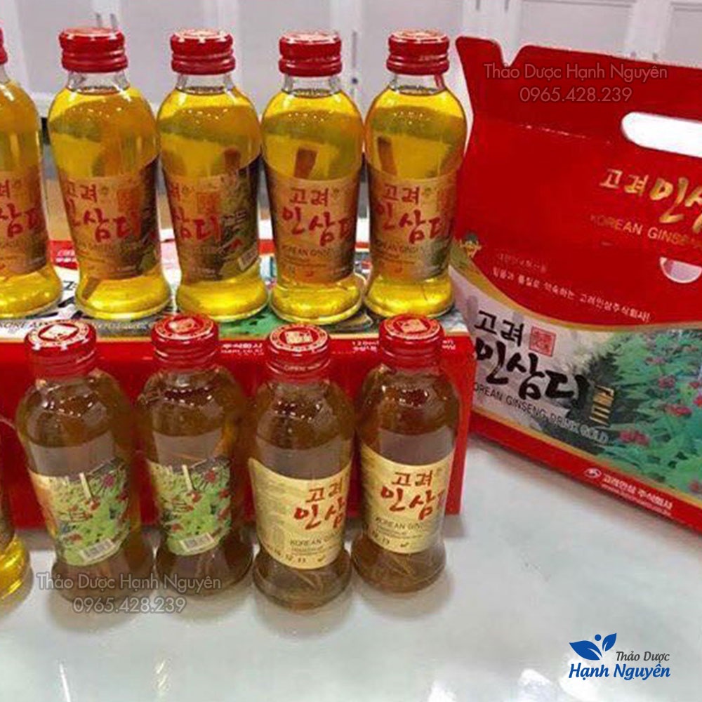 Nước Hồng Sâm Có Củ Nguyên Chất Hàn Quốc (10 chai x 120ml/chai) - Thảo Dược Hạnh Nguyên