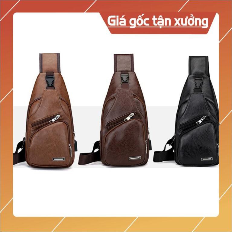 Túi Đeo Chéo Bằng Da Cao Cấp (tặng kèm dây sạc điện thoại) trẻ trung, sành diệu dành cho nam TDCN07
