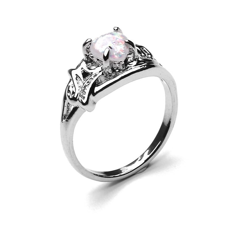 Nhẫn Đá Opal Hình Trái Tim Tạo Hình Chữ Mom