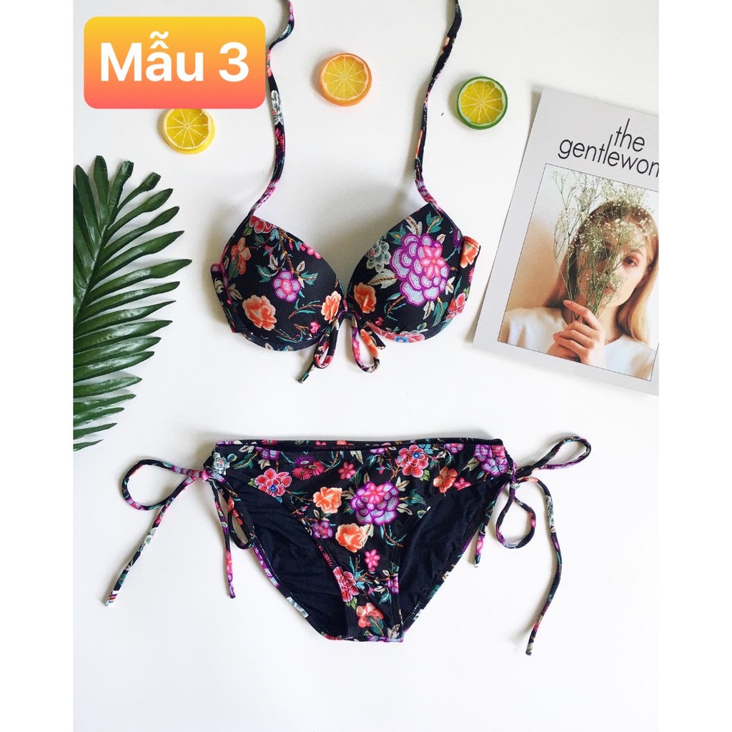 Bikini áo ngực cột nơ quần chip vàng