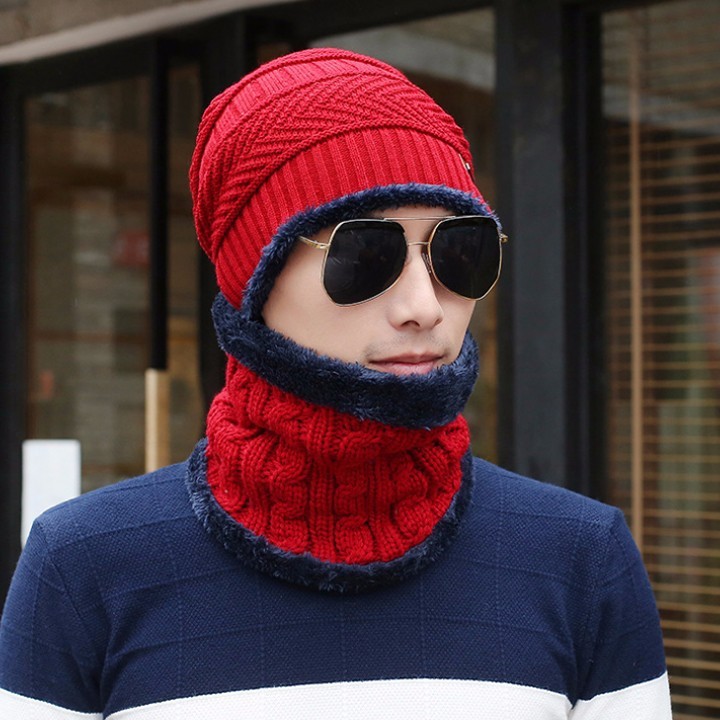 Bộ Mũ Len Kèm Khăn Cho Nam Và Nữ | Mũ Len Nam Nữ Kèm Khăn Quàng Cổ Lót Lông Mẫu Mới