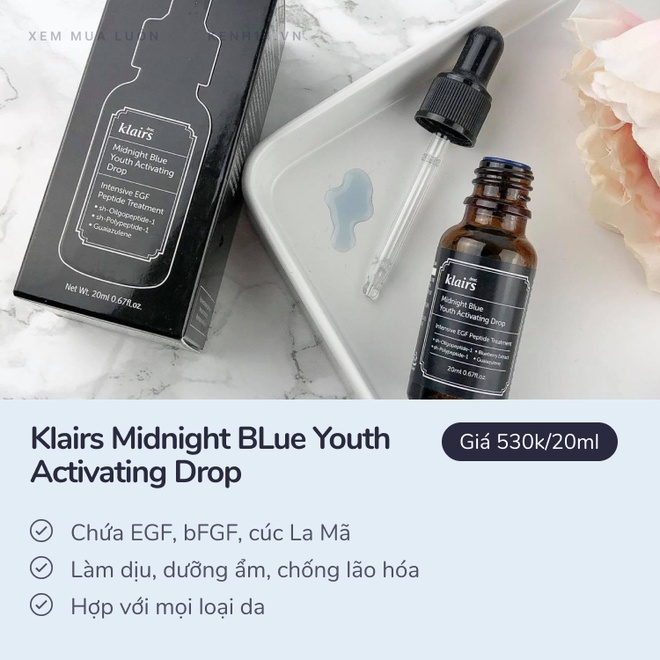 Serum Phục Hồi Làm Dịu Da Mụn Klairs Midnight Blue Youth Activating Drop 20ML Nhập Khẩu Chính Hãng