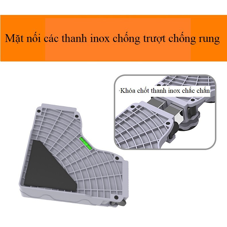 Chân máy giặt tủ lạnh lớn 6 đế 4 bánh xe 45-85cm cao cấp