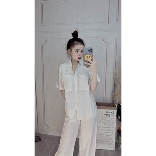 set bộ đồ đũi trắng cộc ngắn + dài
