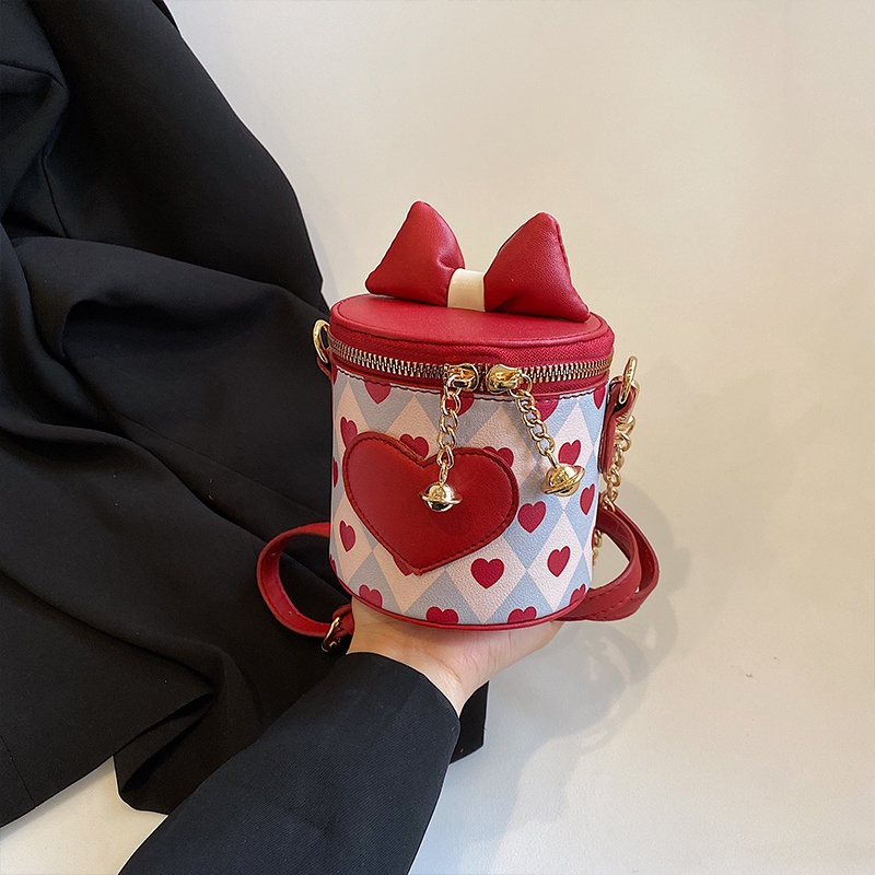 Túi đeo vai nữ IELGY hình trụ phối sợi xích xinh xắn thời trang