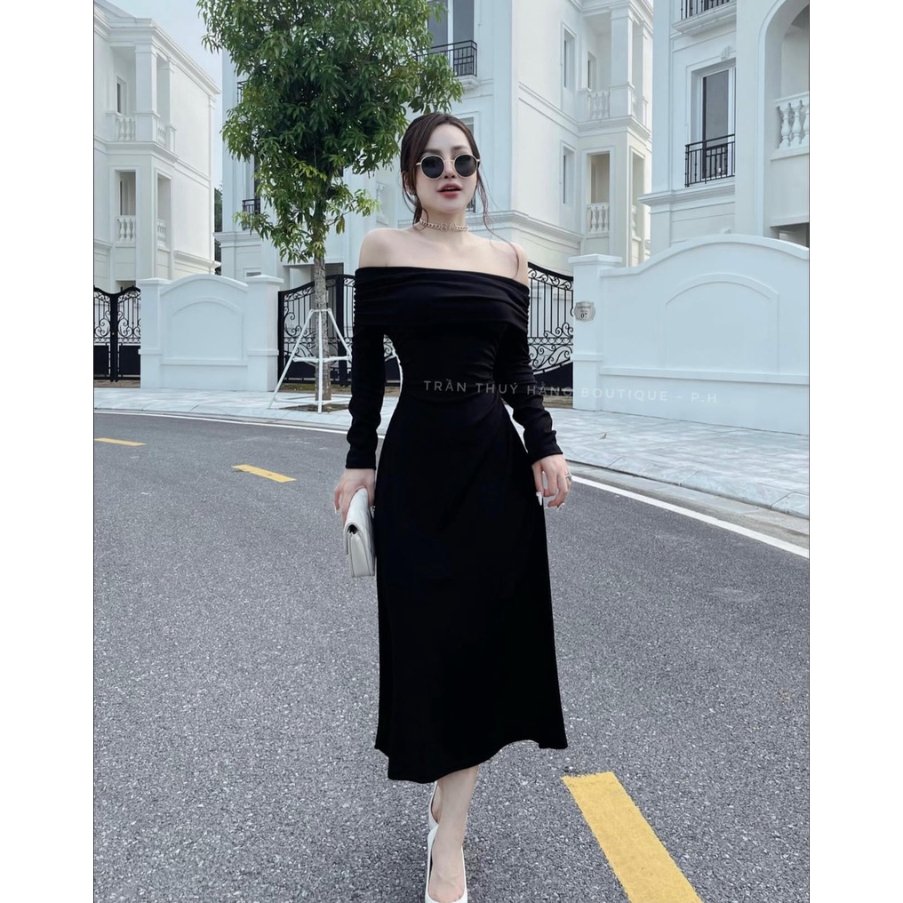 Đầm Body Trể Vai Dáng Dài Cách Điệu