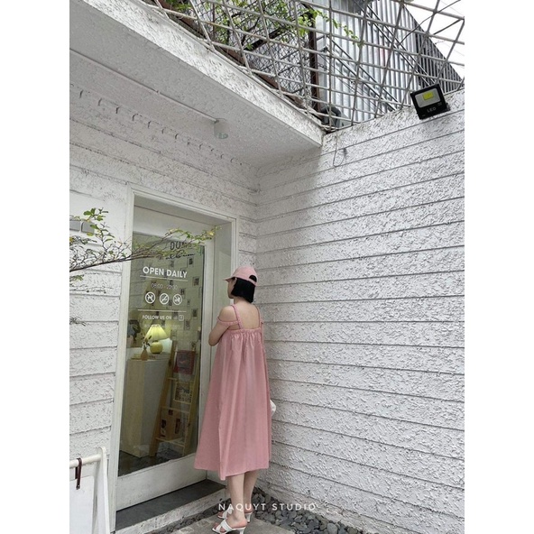 Váy hai dây chun hồng TC12