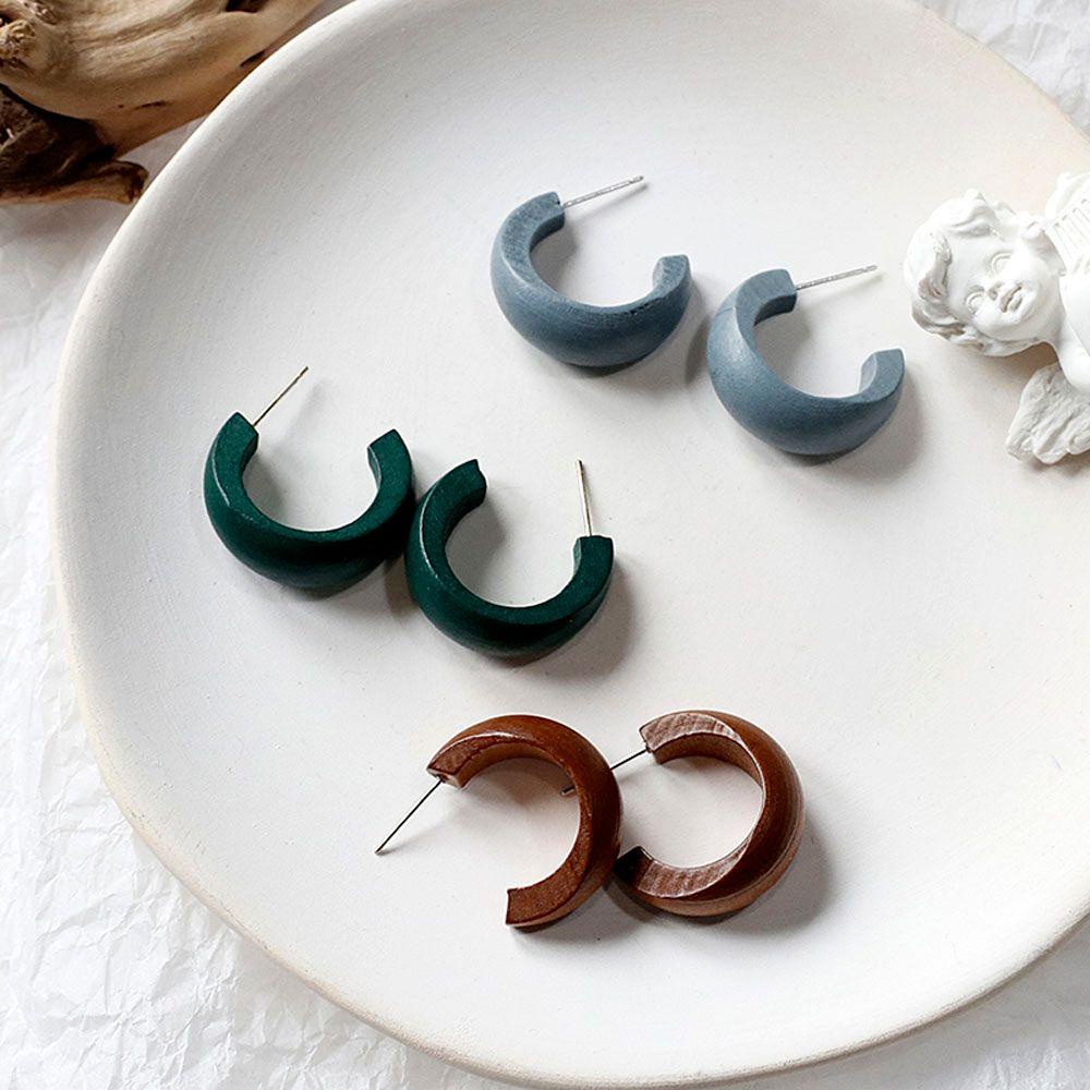 Bông Tai Hình Chữ C / Mặt Trăng Phong Cách Retro Thời Trang Cho Nữ