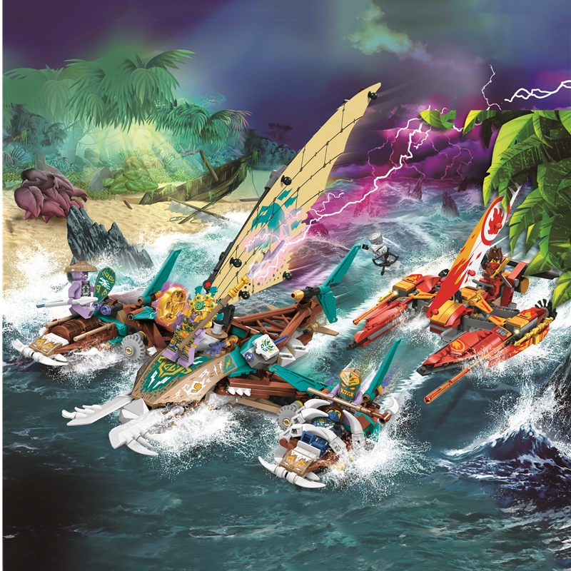 Đồ chơi giáo dục lắp Ráp mô hình 3083 Trận hải chiến Catamaran Ninja Catamaran Sea Battle Battleship Vehicle Season 15