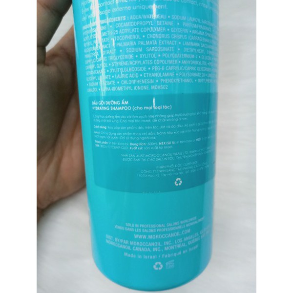 _BỘ DẦU GỘI DẦU XẢ DƯỞNG ẨM MOROCCANOIL HYDRATION 250ML/500ML/1000ML