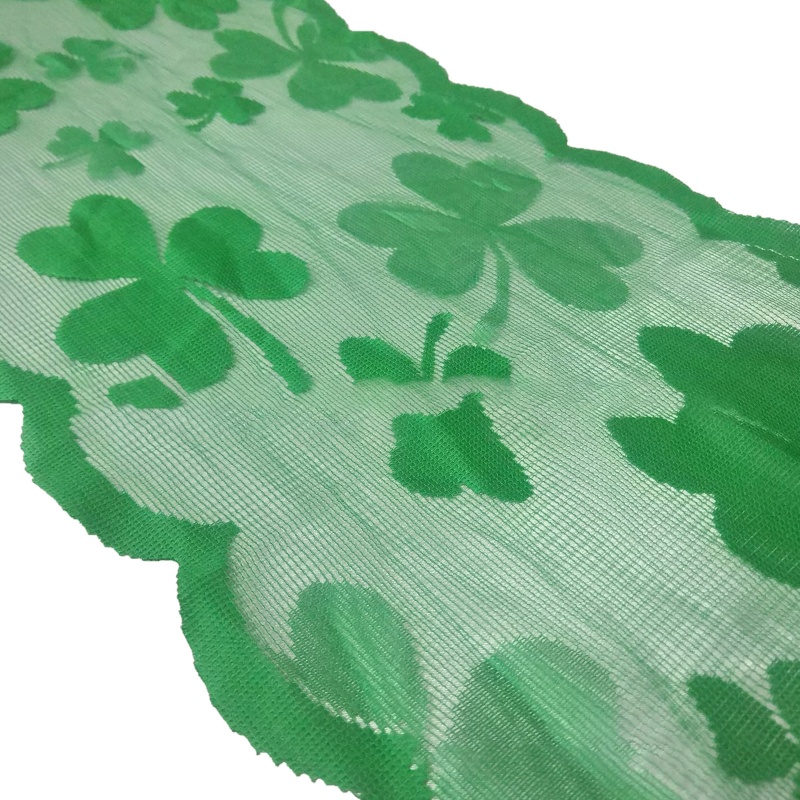 Khăn Trải Bàn Thêu Họa Tiết Cỏ Ba Lá Shamrock Màu Xanh Lá Dùng Trong Ngày Thánh Patrick