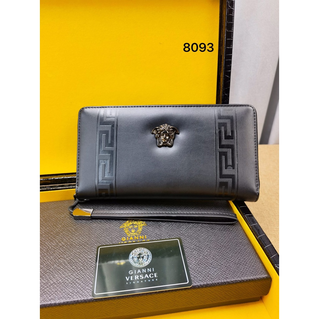 Ví cầm tay nam Versace da thật với logo thương hiệu cao cấp, lịch lãm