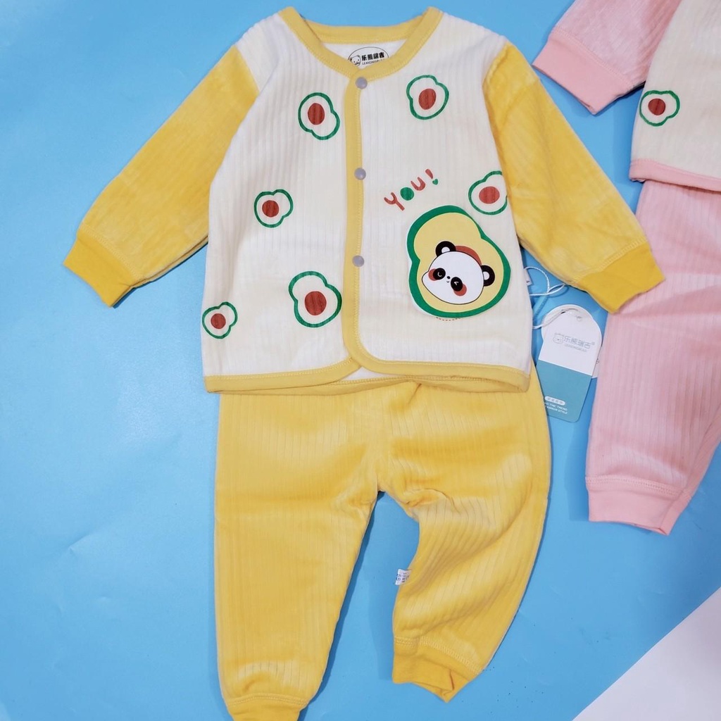 1005 Bộ sơ sinh nhung lót lông mịn cài cúc giữa quảng châu  cho bé (3-8kg)