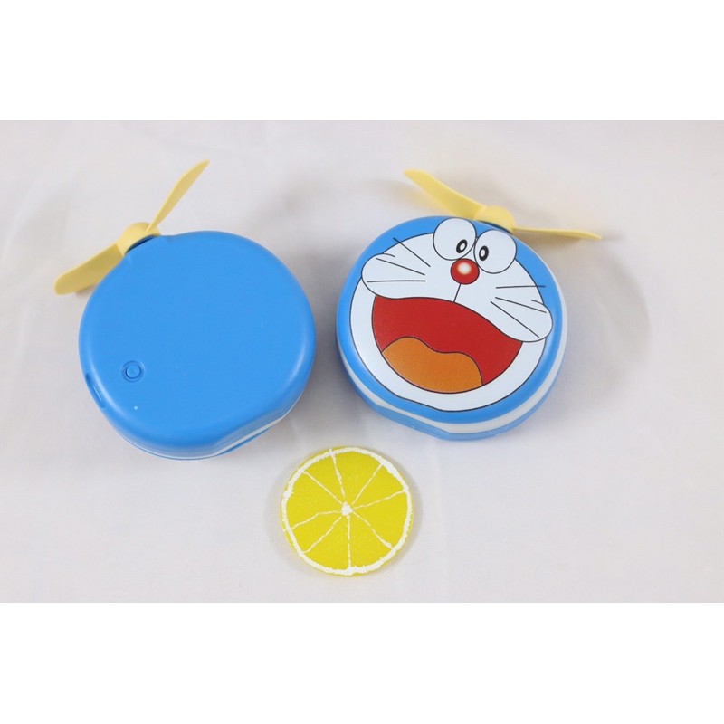 Quạt Sạc Dễ Thương Kèm Gương Có Đèn LED Doremon Doraemon