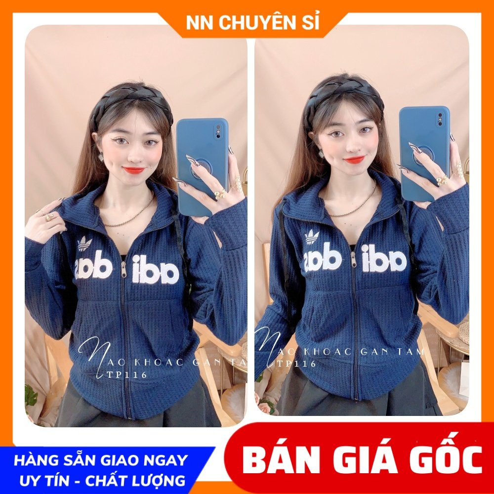 Áo khoác gân tăm cho nữ chất vải mềm co giãn lên phom ôm dáng thêu chữ dễ thương TP116