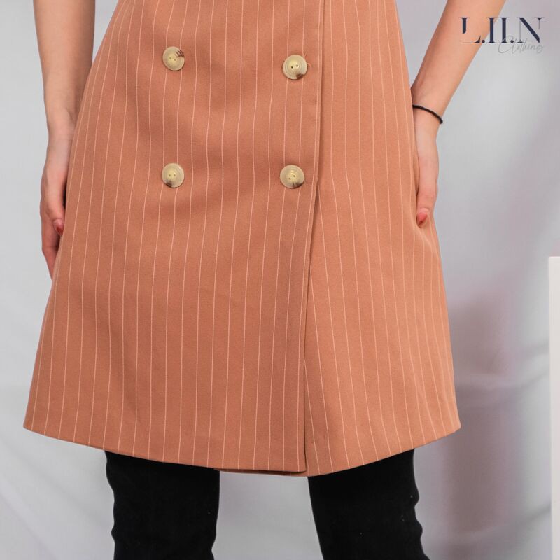 Áo gile nữ LINBI đủ size, màu nâu kèm đai phong cách hàn quốc, cá tính V5159 | BigBuy360 - bigbuy360.vn