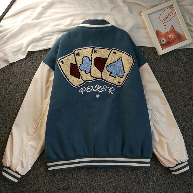 Áo khoác bóng chày thêu chữ phong cách retro thời trang cho nữ