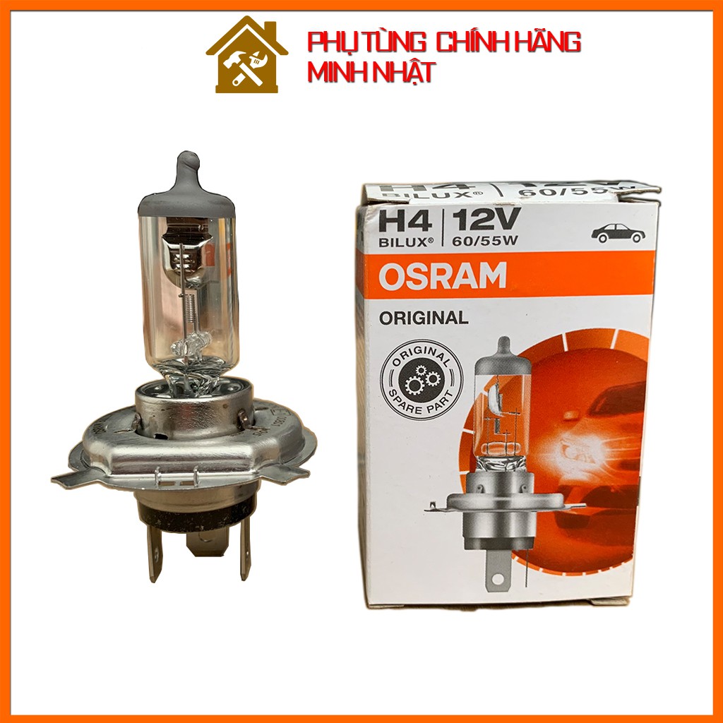 Bóng đèn halogen OSRAM tiêu chuẩn 12V 60/55W chân H4 chính hãng siêu sáng cho ôtô xe máy