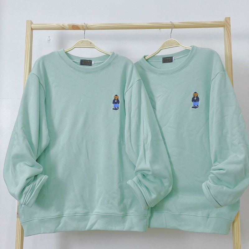 Áo Sweater Màu thêu GẤU form rộng unisex (Ảnh thật)