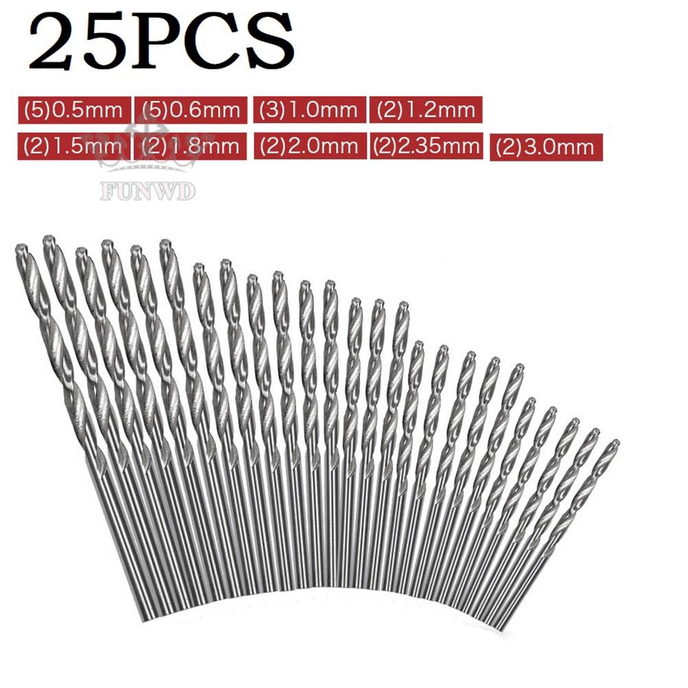 Bộ 25 Mũi Khoan Xoắn Nhỏ 0.5mm-3mm