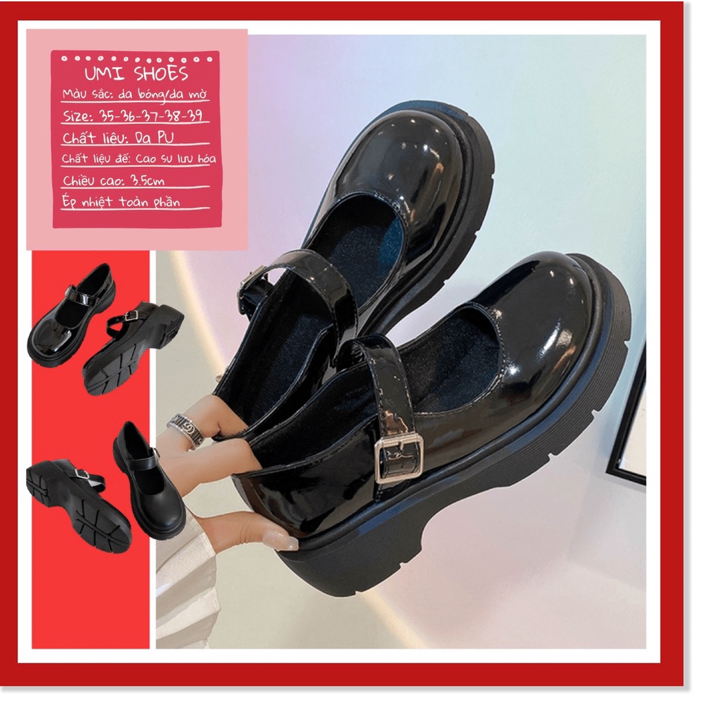 🆘 Giày Mary Jane nữ ulzzang đế bằng cao 3.5cm búp bê dáng Lolita cute quai cài ngang da bóng/mờ mới xinh đẹp mũi tròn h