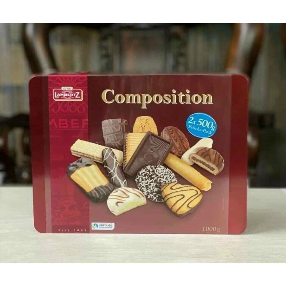 Bánh quy Socola Lambertz Composition 1kg - Đức - mẫu đỏ