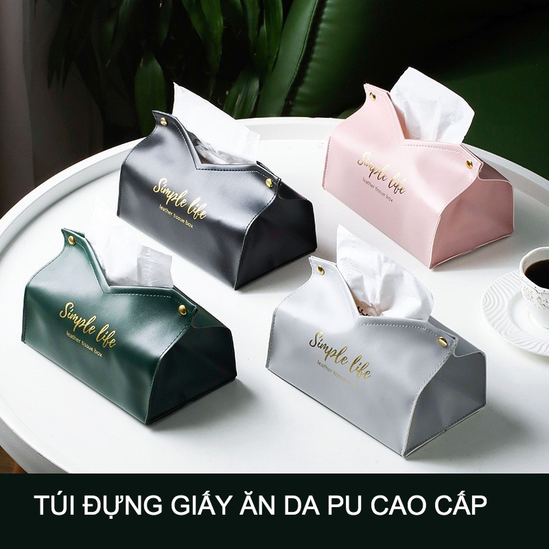 Túi đựng giấy ăn cao cấp Feel Warm bằng da PU - Túi đựng khăn giấy bằng da sang trọng kiểu dáng cổ điển