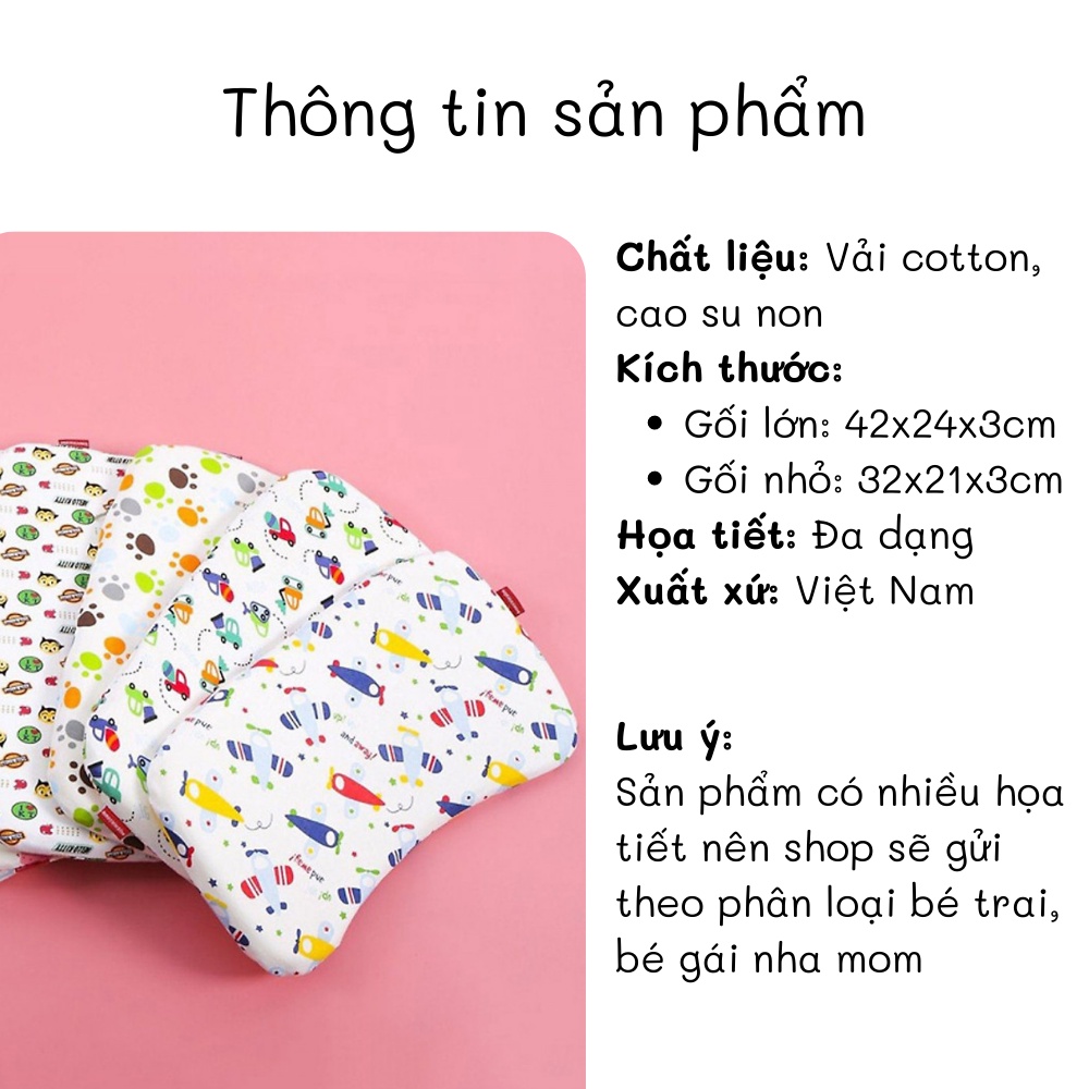 Gối cao su non chống bẹt đầu sơ sinh in họa tiết dễ thương cho bé BEPIKA