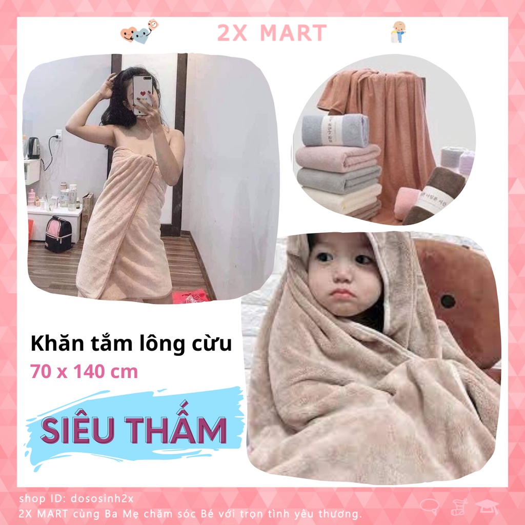 Khăn tắm lông cừu Hàn Quốc cao cấp 70*140 cm mền bông siêu mềm mịn thấm nước dùng cho khách sạn bé sơ sinh