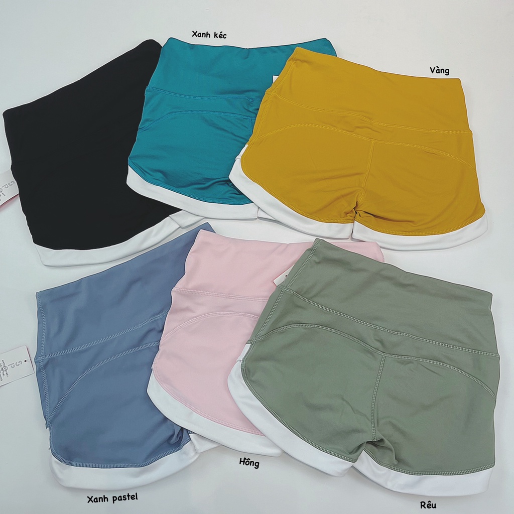 Quần Đùi Nữ Tập Gym Vạt Viền Trắng V Cực Ấn Tượng