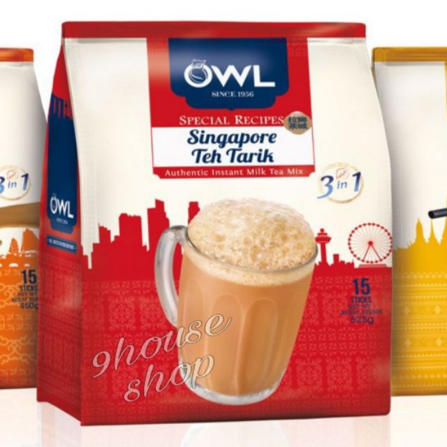 (Date 2023) Trà sữa OWL Singapore Teh Tarik (phân phối tại Thái Lan)