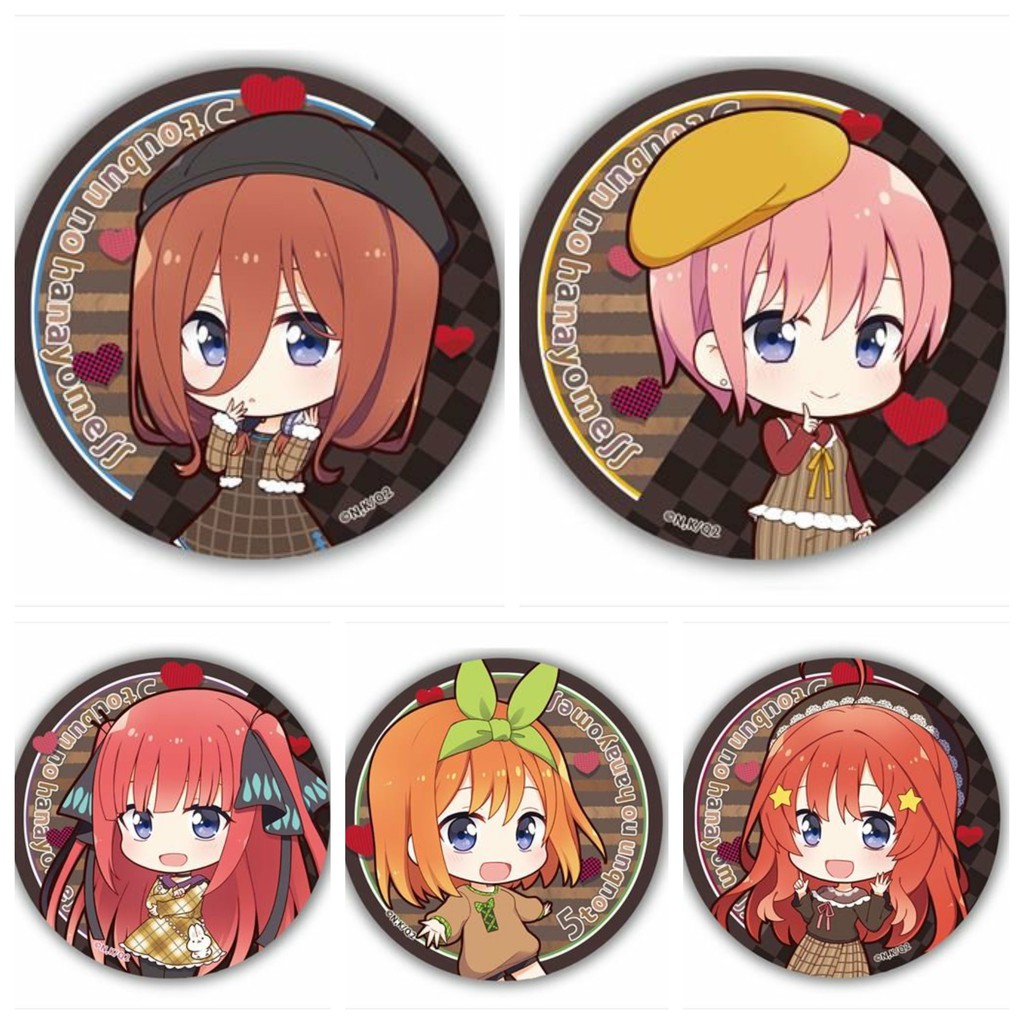 Huy hiệu cài áo IN HÌNH Gotoubun no Hanayome Nhà có 5 nàng dâu ver thám tử anime chibi dễ thương tiện lợi