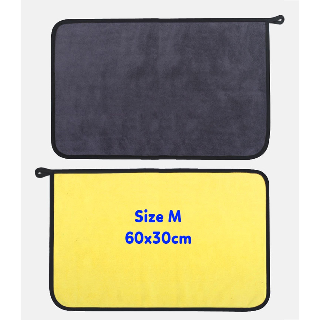 Khăn tắm cho chó mèo bằng vải Microfiber mặt vàng mặt xám, cỡ 30x30, 60x30cm
