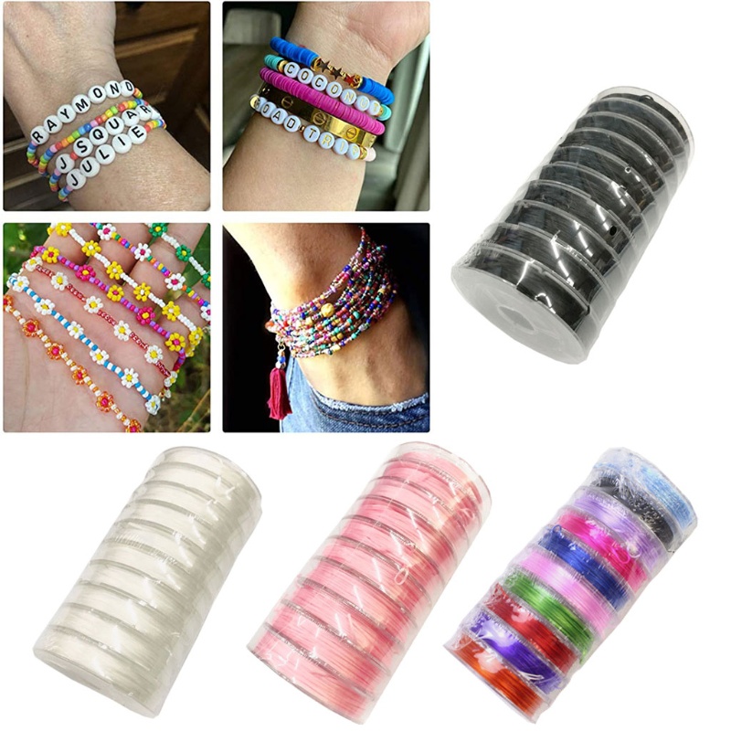 10 Cuộn Dây Cước 0.8mm 150m Co Giãn Làm Đồ Thủ Công