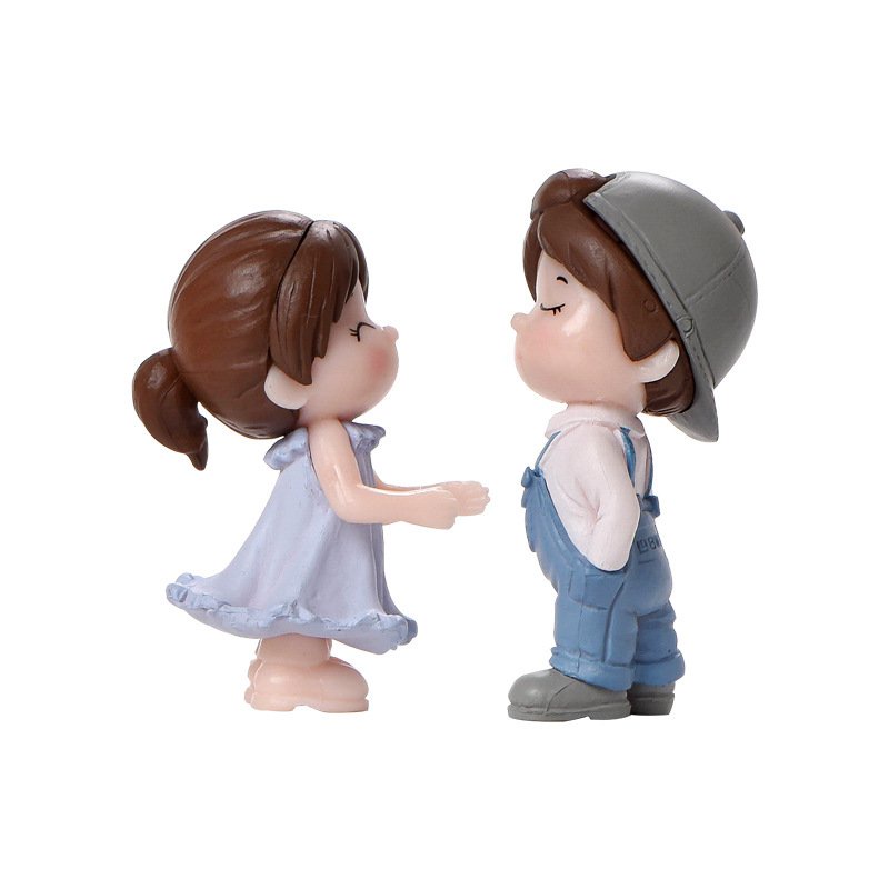 Tiểu cảnh cặp đôi khiêu vũ ,trang trí chậu cây ,móc khóa mặt dây chuyền mô hình hôn ôm, làm quà tặng,Đồ thủ công bằng nh