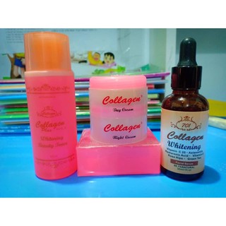 Combo kem collagen plus vit e ( serum, kem ngày, kem đêm, soap, nước hoa hồng )