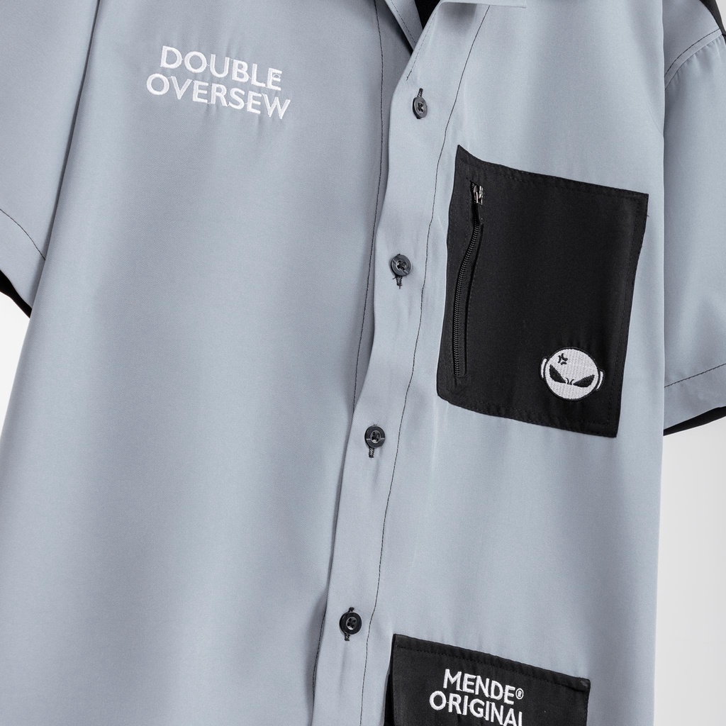 MENDE - Double Pocket - Xám - Áo sơ mi nam tay ngắn