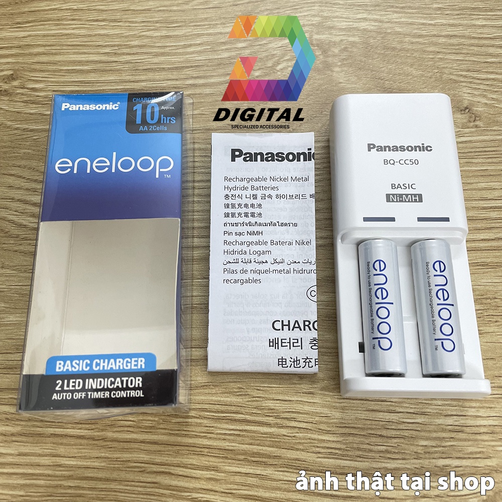 Combo Bộ Dock Sạc &amp; 2 Pin Sạc AA Panasonic Eneloop BQ-CC50 Chính Hãng