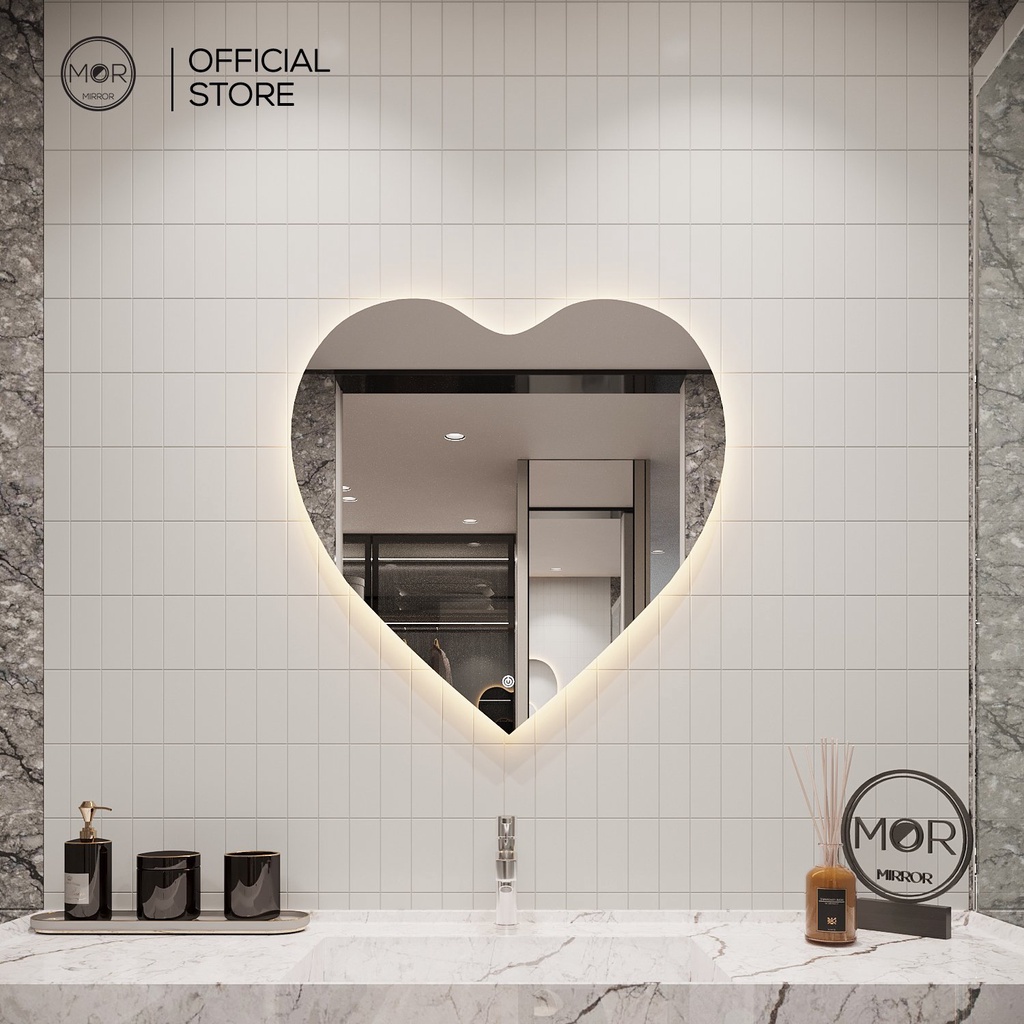 Gương Decor Hình Trái Tim Treo Tường Cao Cấp MOR MIRROR Nhiều Kích Thước Đầy Đủ Phụ KIện