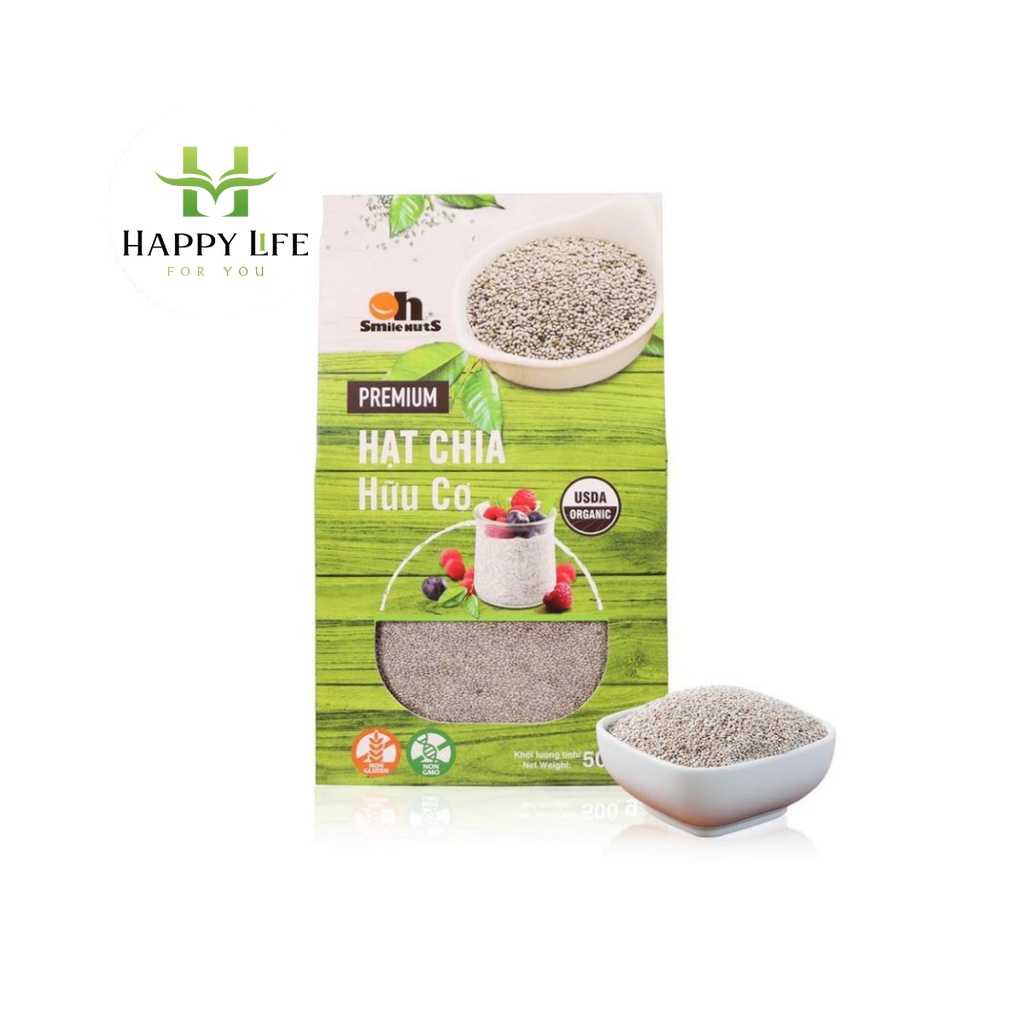 Hạt chia hữu cơ nam mỹ hộp 500g - nhập khẩu Peru - Happy Life 4U