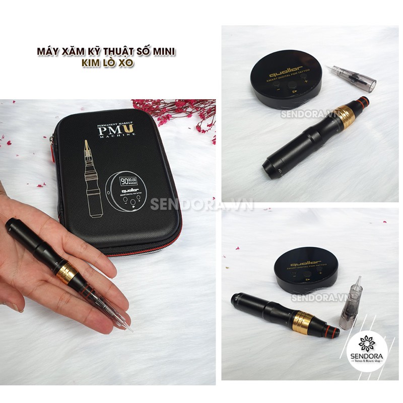 Máy phun xăm kỹ thuật số mini kim lò xo PMU-03, Máy phun môi kỹ thuật số Sendora