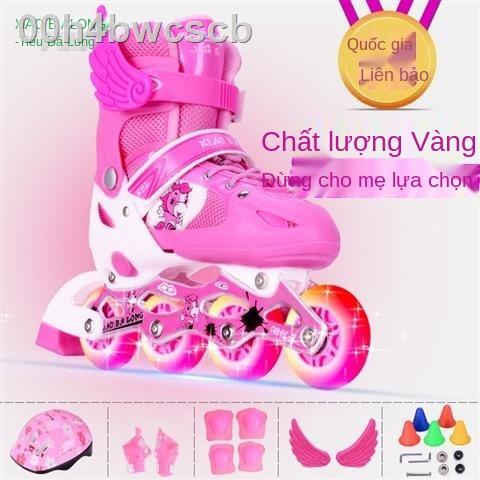 ♝Giày trượt patin trẻ em trọn bộ của nam và nữ người lớn có thể điều chỉnh nhấp nháy 3-5-6-10 tuổi