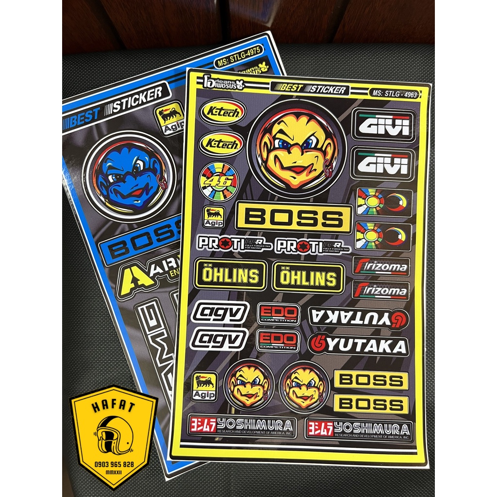 Tem Dán Xe - Sticker Chữ, Hoạt Hình, Gấu