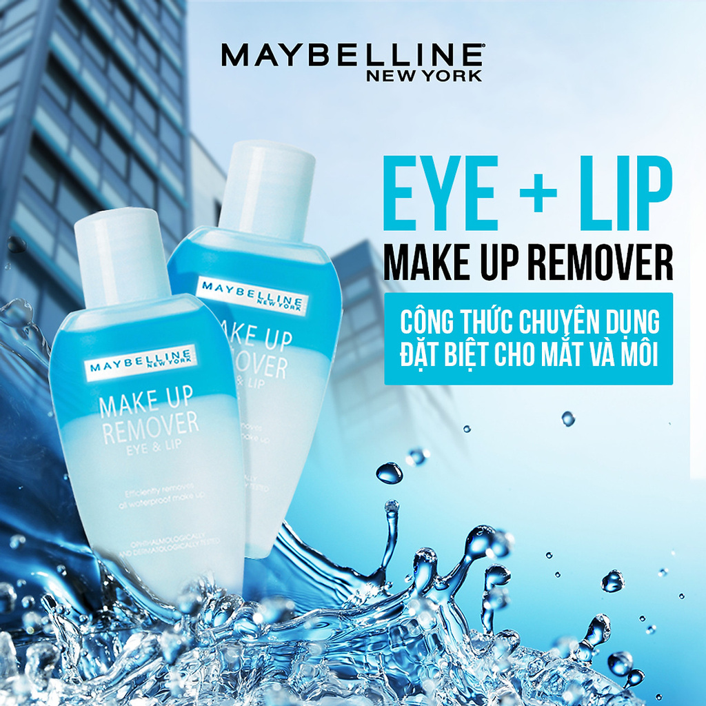 Nước Tẩy Trang Mắt và Môi Chuyên Dụng 2 lớp Maybelline New York Eye &amp; Lip Makeup Remover 150ml - Mỹ Chính Hãng