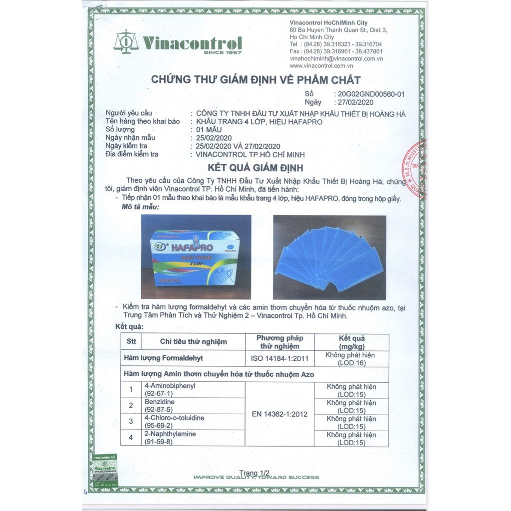 [ĐÃ KIỂM ĐỊNH-SẢN PHẨM CHÍNH HÃNG] Khẩu trang y tế 4 lớp HAFAPRO Hộp 50 cái/Màu xanh -An toàn đạt tiêu chuẩn