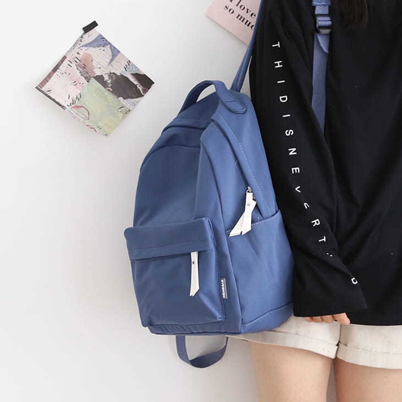 Ba lô đi học IELGY màu trơn dễ phối đồ phong cách Hàn Quốc đơn giản thời trang