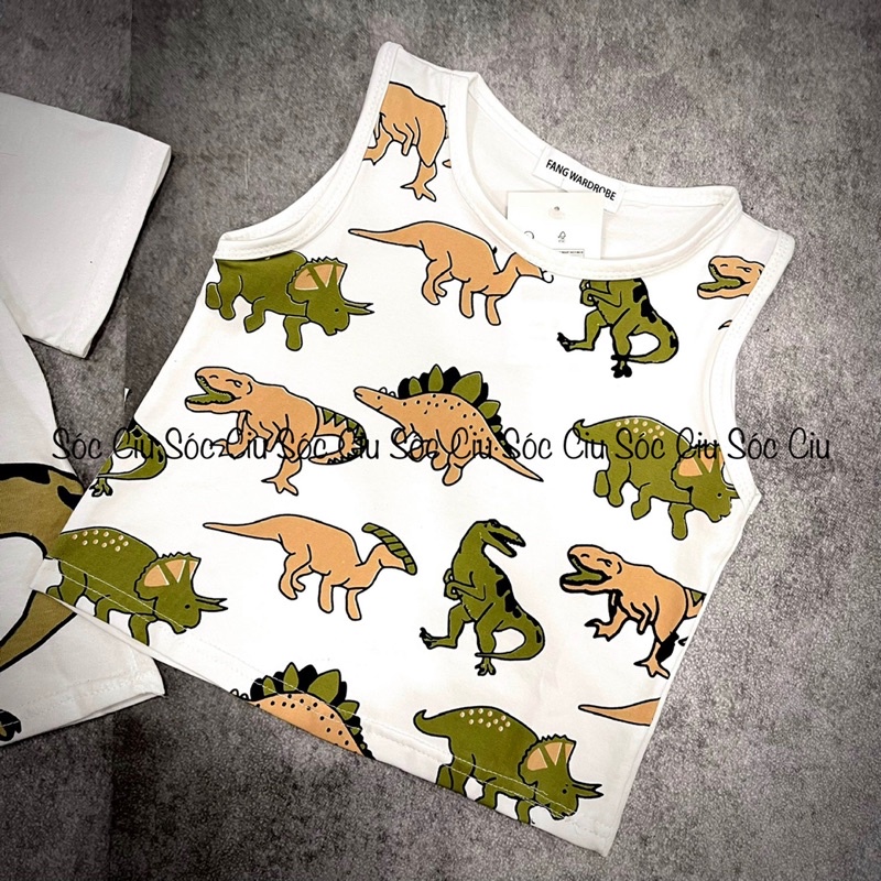 Bộ short khủng long 3ct bé trai-MS125