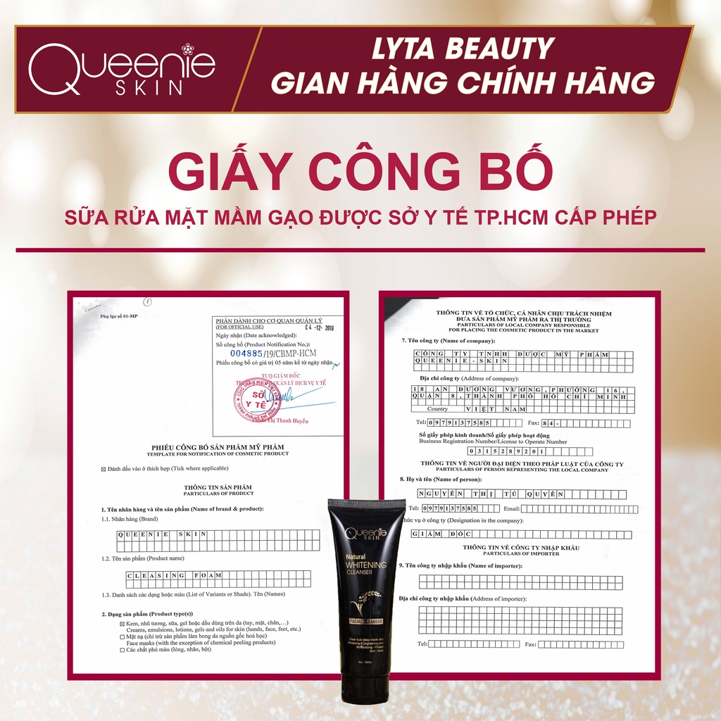 Sữa rửa mặt mầm gạo Queenie Skin 120gr